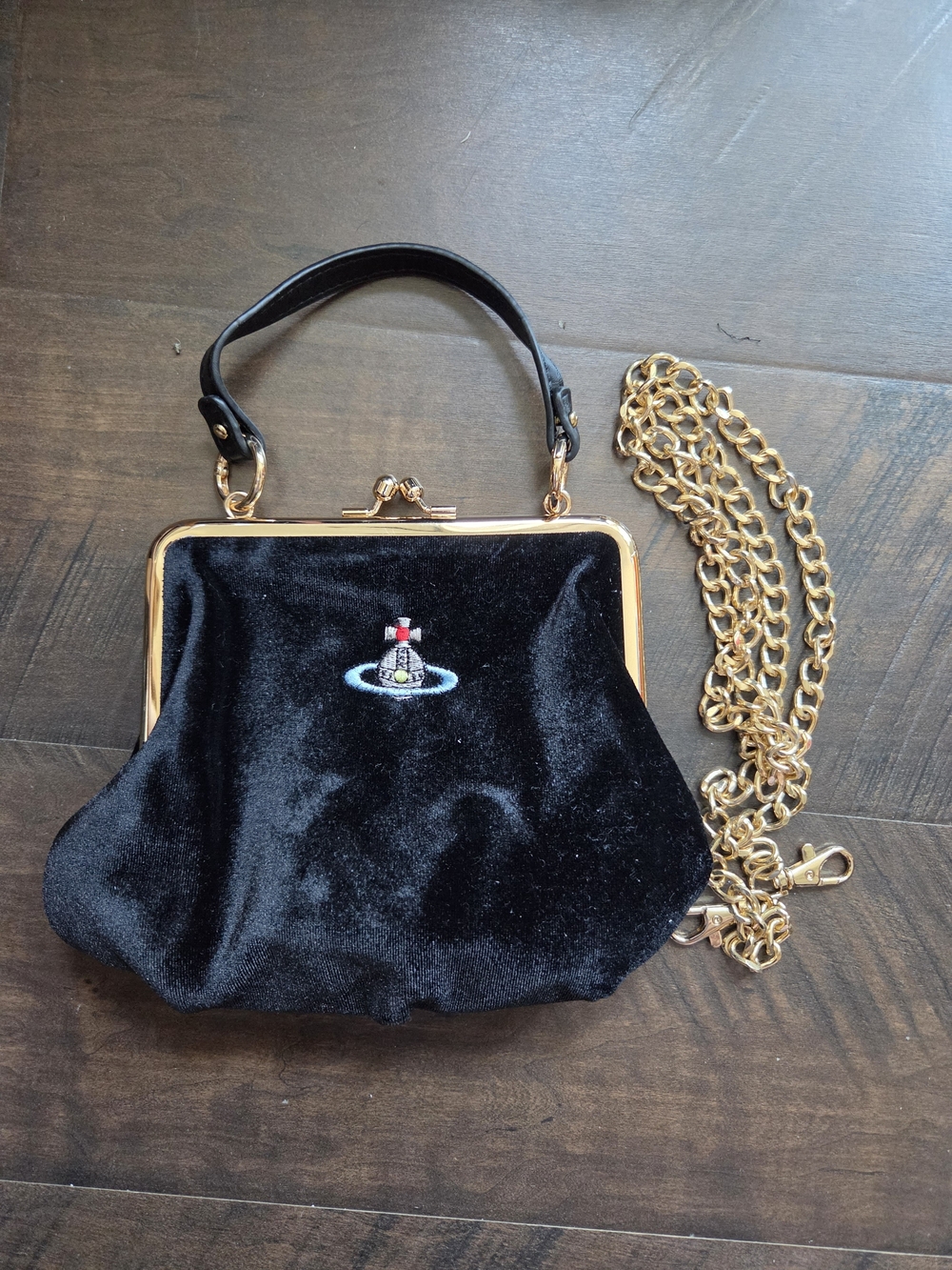Vivienne Westwood Black Velvet Top-Handle Evening Bag - Picture 1 of 6